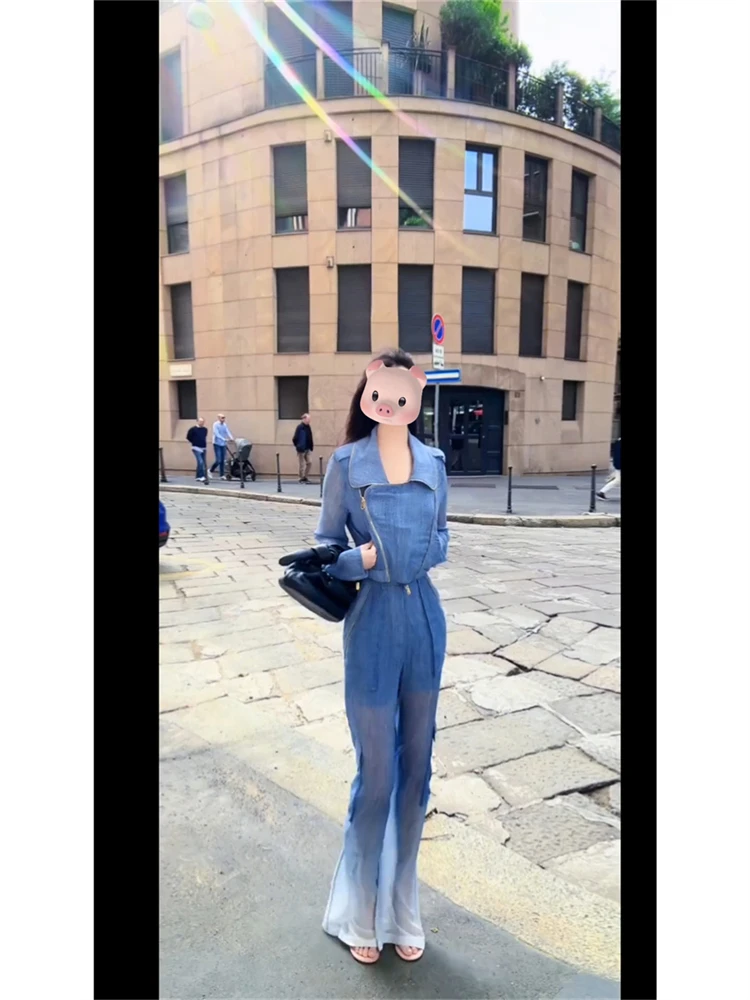 Cool Unique Women's Gradient Color Set Long Sleeve Flip Collar Top And Pants Outfit Trendy Professional Workwear Summer Fashion
Cool Unique Women's Gradient Color Set Long Sleeve Flip Collar Top And Pants Outfit Trendy Professional Workwear Summer Fashion