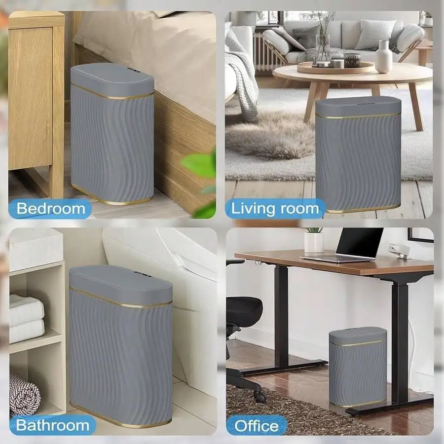 Smart Touchless Trash Can 10L Narrow Waterproof Garbage Bin For Bedroom Living Room Office Grey
Smart Touchless Trash Can 10L Narrow Waterproof Garbage Bin For Bedroom Living Room Office Grey