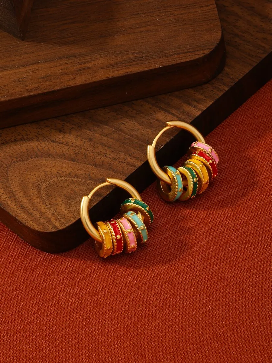 Золотистые серьги-кольца с разноцветными эмалевыми дисками, многослойный геометрический дизайн для женщин
Золотистые серьги-кольца с разноцветными эмалевыми дисками, многослойный геометрический дизайн для женщин