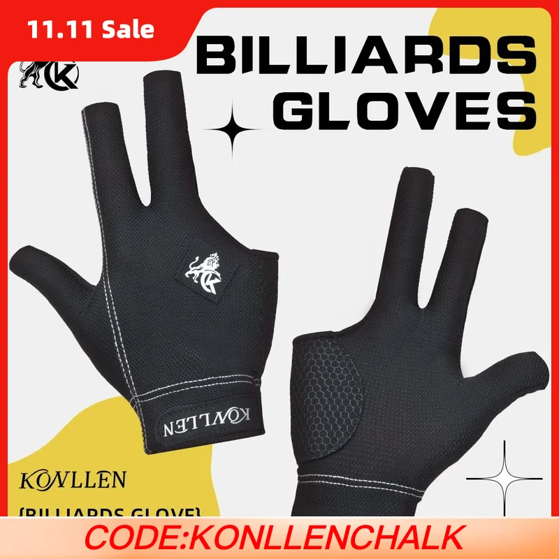 KONLLEN 3-finger billiards gloves pool gloves left and right-hand durable double-stitched snooker cue professional gloves
KONLLEN 3-finger billiards gloves pool gloves left and right-hand durable double-stitched snooker cue professional gloves