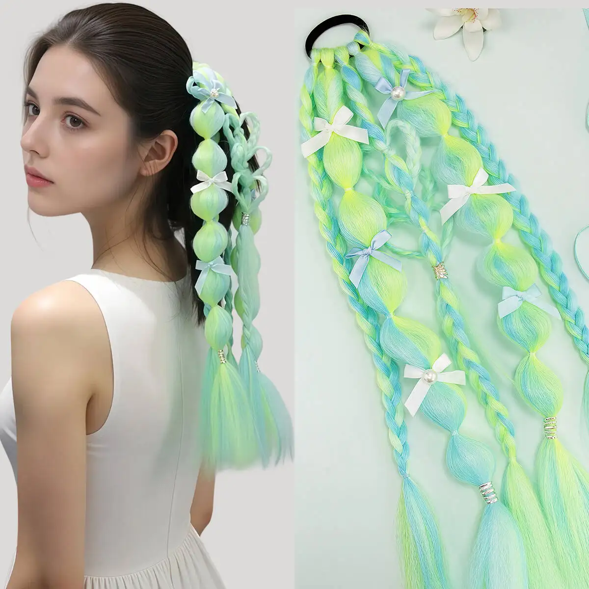1 Piece of New Princess-Style Colorful Wig Braid Hair Accessory for Girls, Lantern Bubble Braid Hair Tie, Green Bow Lantern Braid, Suitable for Daily Use, Festivals, and Stage Performances
1 Piece of New Princess-Style Colorful Wig Braid Hair Accessory for Girls, Lantern Bubble Braid Hair Tie, Green Bow Lantern Braid, Suitable for Daily Use, Festivals, and Stage Performances