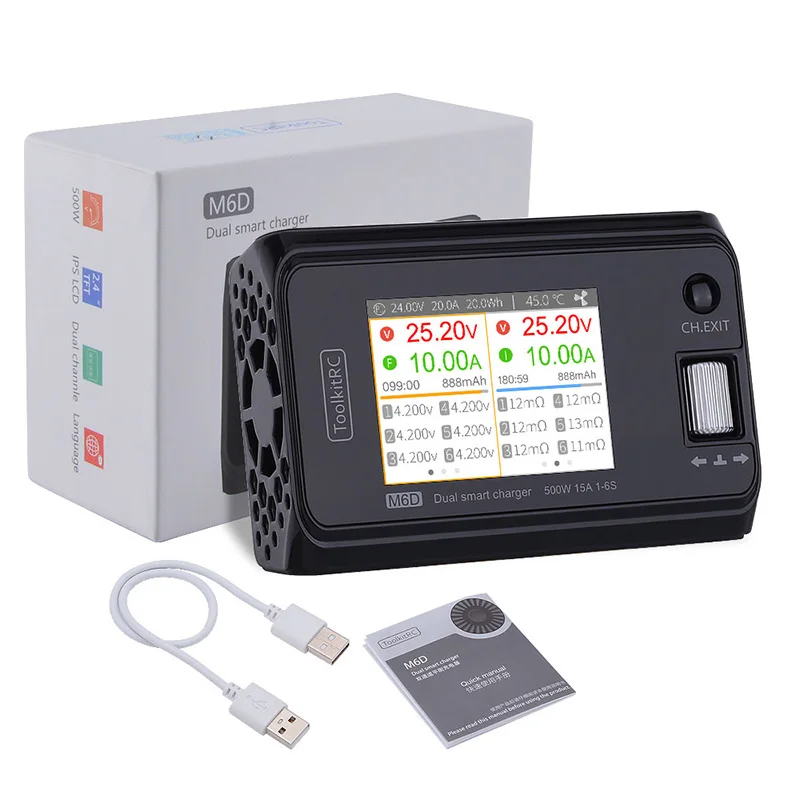 ToolkitRC M6D 500W 15A DC Dual Channel MINI Smart Charger Discharger For 1-6S Lipo Battery FPV Model Parts Accessories
ToolkitRC M6D 500W 15A DC Dual Channel MINI Smart Charger Discharger For 1-6S Lipo Battery FPV Model Parts Accessories