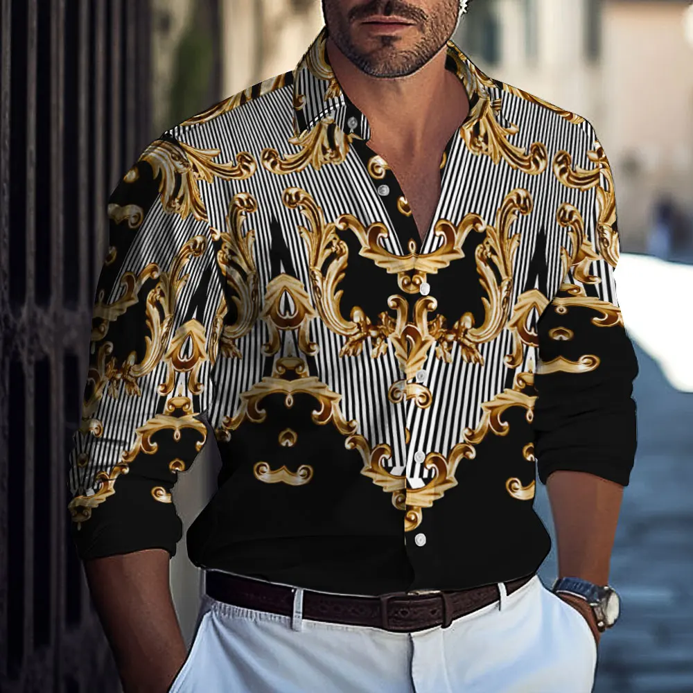 Casual men's long sleeved shirt, fashionable digital printed top, outdoor outing
Casual men's long sleeved shirt, fashionable digital printed top, outdoor outing