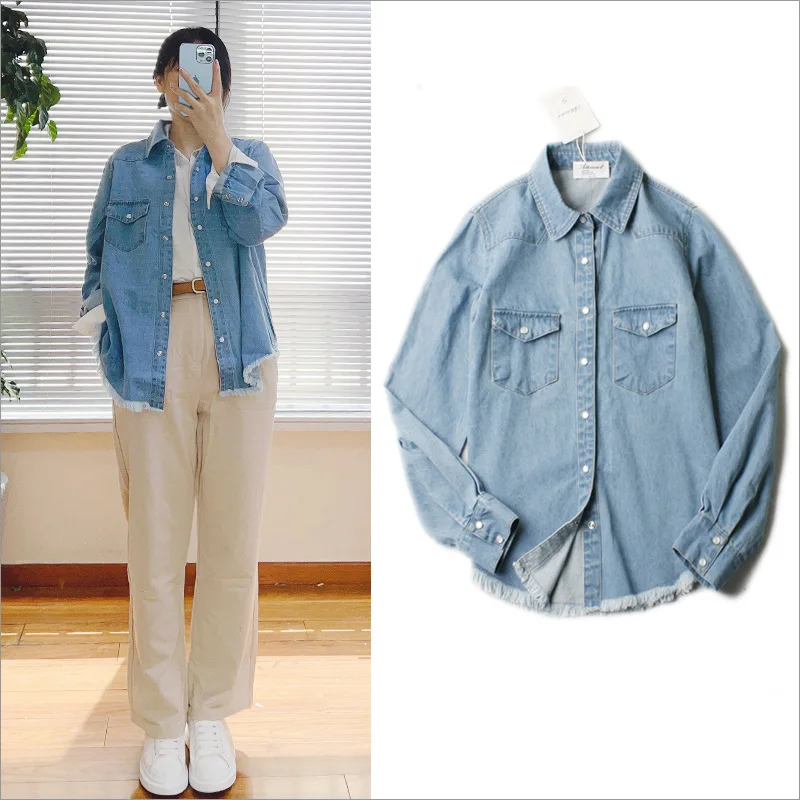 New Autumn Women's Blouses Casual Fashionable Denim Shirts Jean Pockets Korean Style Minimalist Single-breasted denim shirt
New Autumn Women's Blouses Casual Fashionable Denim Shirts Jean Pockets Korean Style Minimalist Single-breasted denim shirt