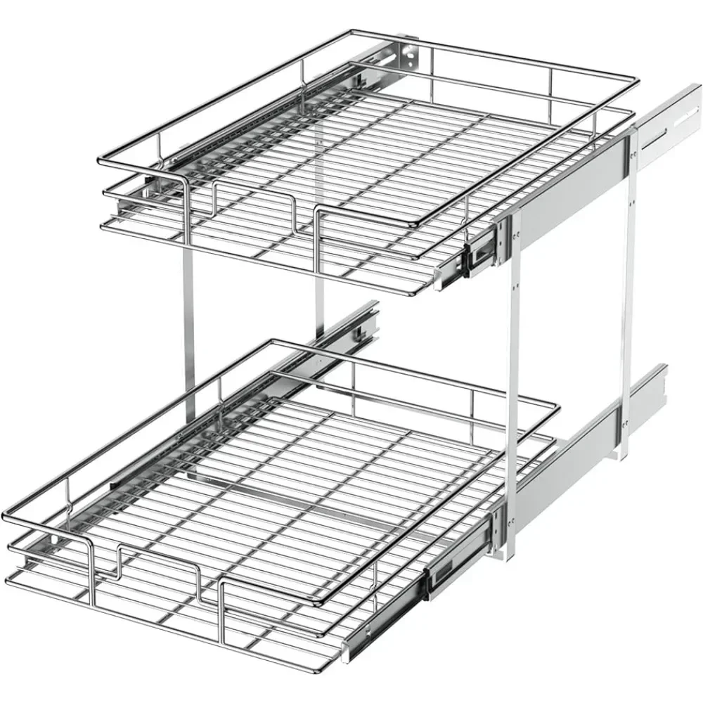 2 Tier Individual Pull Out Cabinet Organizer 14" W x 21" D, Slide Kitchen Storage Sliding Shelves
2 Tier Individual Pull Out Cabinet Organizer 14" W x 21" D, Slide Kitchen Storage Sliding Shelves