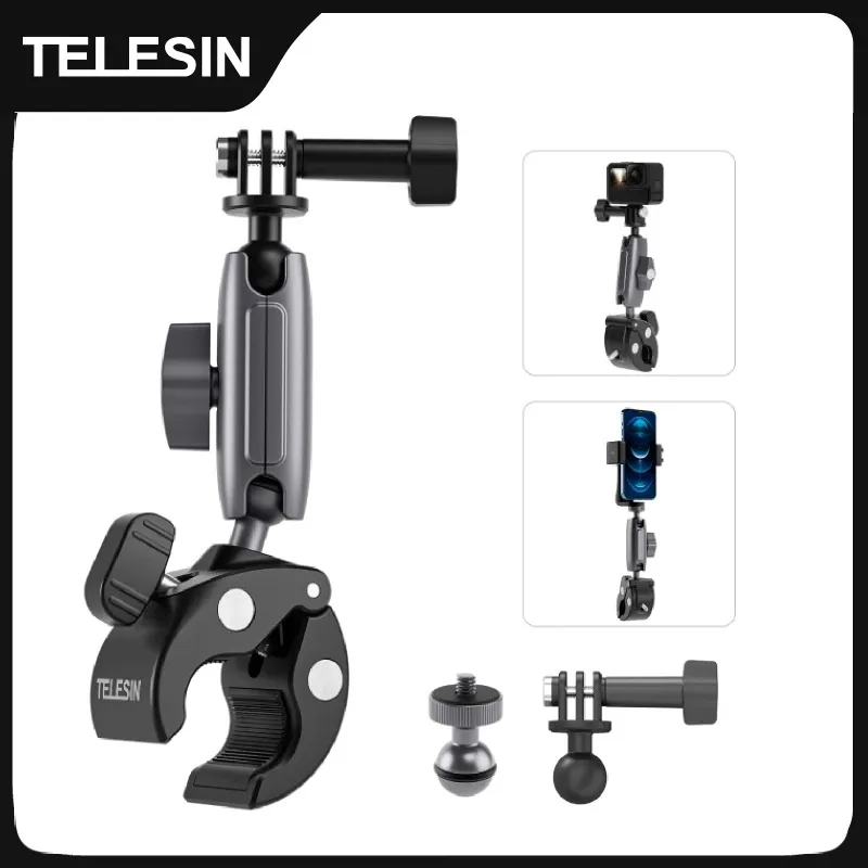TELESIN Motorcycle Bicycle Rail Mount Clamp with 360 degree Ball Mount Clip For Gopro Hero DJI OSMO Action Insta 360 For Phone
TELESIN Motorcycle Bicycle Rail Mount Clamp with 360 degree Ball Mount Clip For Gopro Hero DJI OSMO Action Insta 360 For Phone