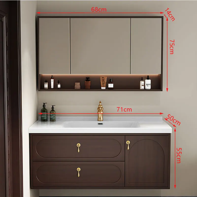 New Chinese oak smart bathroom cabinet Solid wood bathroom washstand Integrated ceramic bathroom cabinet
New Chinese oak smart bathroom cabinet Solid wood bathroom washstand Integrated ceramic bathroom cabinet