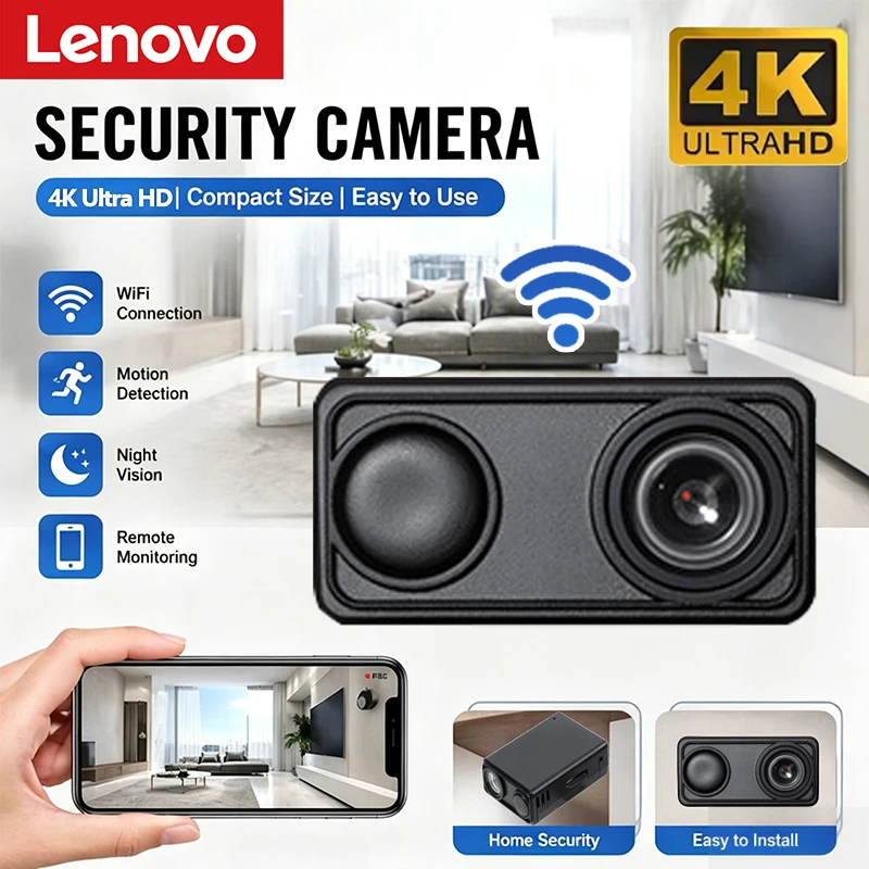 Lenovo 4K Mini Security Camera WiFi Monitor WiFi Remote Motion Detecting Surveillance Security Protection Indoor Surveillance
Lenovo 4K Mini Security Camera WiFi Monitor WiFi Remote Motion Detecting Surveillance Security Protection Indoor Surveillance
