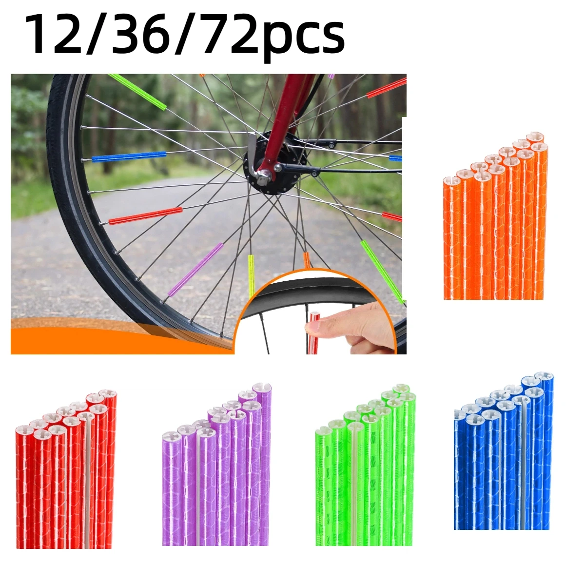 12/36/72pcs Bike Reflective Spoke Skins 0.2" Plastic Bicycle Spoke Reflectors Spoke Covers Trim Wrap Wheel 360°Visibility
12/36/72pcs Bike Reflective Spoke Skins 0.2" Plastic Bicycle Spoke Reflectors Spoke Covers Trim Wrap Wheel 360°Visibility