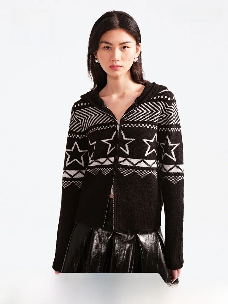 H&M Women's Knitted Sweater Spring New Star Pattern Double Zipper Soft Knitted 000052 Loose Fit Open Cardigan Regular Thin
H&M Women's Knitted Sweater Spring New Star Pattern Double Zipper Soft Knitted 000052 Loose Fit Open Cardigan Regular Thin