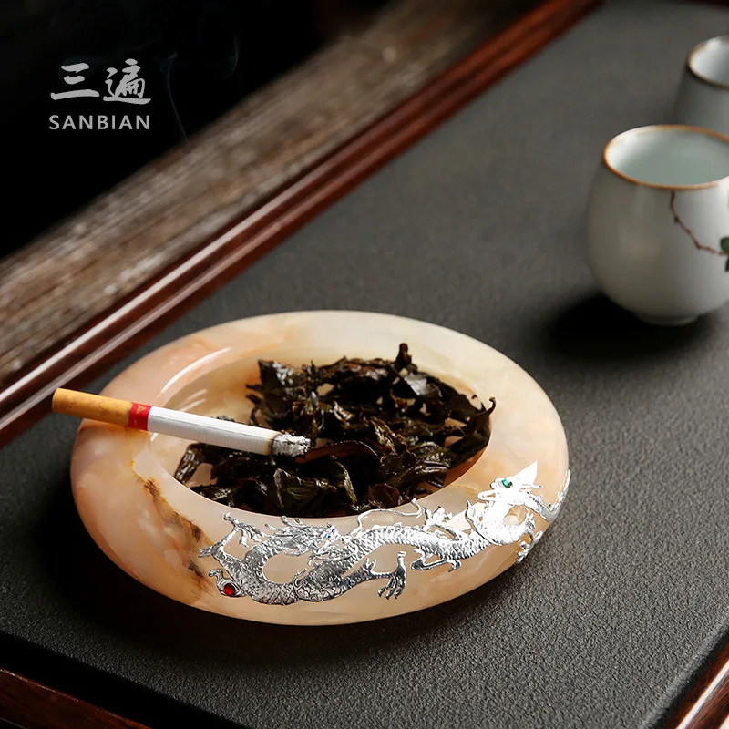 ★★Three Times Silver-Inlaid Living Room Tea Ashtray Home Ashtray Chinese Household Personalized Large Ceramic Jade
★★Three Times Silver-Inlaid Living Room Tea Ashtray Home Ashtray Chinese Household Personalized Large Ceramic Jade