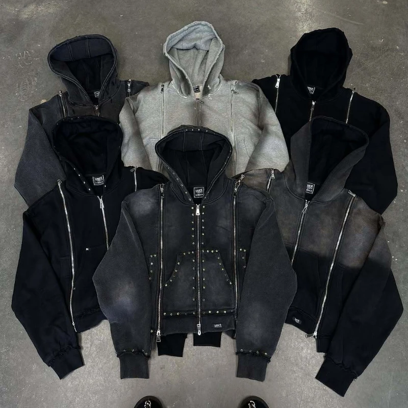 2026 vintage Gothic fashion hooded cardigan tie dye hip-hop loose hooded sweatshirt pants jacket zipper decoration
2026 vintage Gothic fashion hooded cardigan tie dye hip-hop loose hooded sweatshirt pants jacket zipper decoration