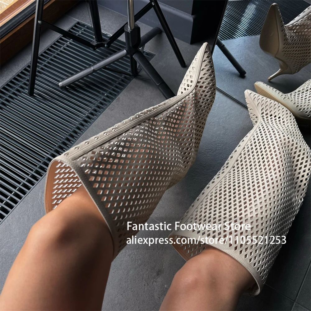 Geometric Perforated Stiletto Boots Pointed Toe Hollow out Knee High Boots Breathable Cool Stilettos Summer Boots Women Footwear
Geometric Perforated Stiletto Boots Pointed Toe Hollow out Knee High Boots Breathable Cool Stilettos Summer Boots Women Footwear