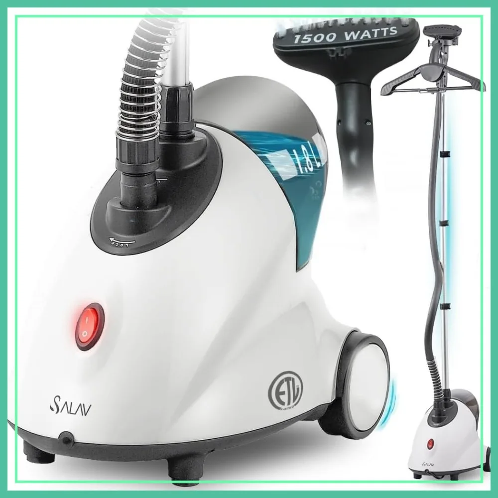 1500W Full-Size Clothes Steamer with 1.8L Tank, 60-Min Continuous Steam, Adjustable Pole & Wheels, White
1500W Full-Size Clothes Steamer with 1.8L Tank, 60-Min Continuous Steam, Adjustable Pole & Wheels, White