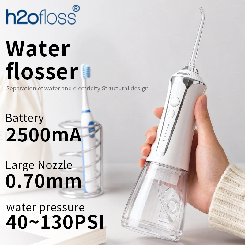 H2ofloss Oral Irrigator Portable Water Flosser Dental Water Jet High Pressure 5 Modes 5 Tips for Teeth Cleaning and Nasal 2in1
H2ofloss Oral Irrigator Portable Water Flosser Dental Water Jet High Pressure 5 Modes 5 Tips for Teeth Cleaning and Nasal 2in1