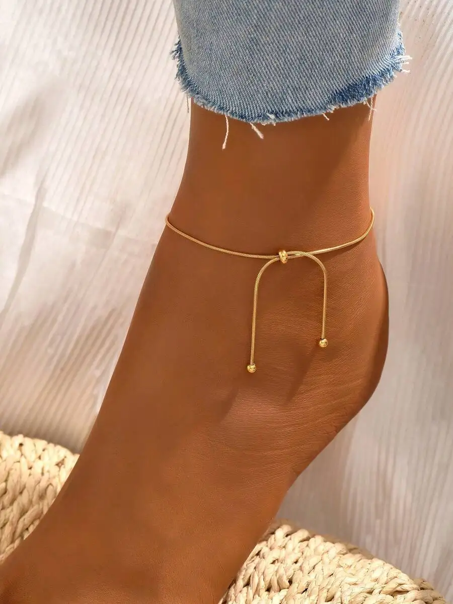 1pc Fashionable Drawstring Stainless Steel Anklet, Minimalist Versatile Foot Jewelry Suitable For All Occasions
1pc Fashionable Drawstring Stainless Steel Anklet, Minimalist Versatile Foot Jewelry Suitable For All Occasions