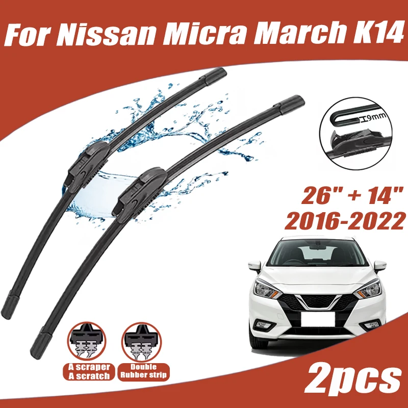 2Pcs 26"+14" Front Windshield Wiper Blades For Nissan Micra March K14 2016-2022 2017 2018 2019 Quiet Durable Windscreen Wipers
2Pcs 26"+14" Front Windshield Wiper Blades For Nissan Micra March K14 2016-2022 2017 2018 2019 Quiet Durable Windscreen Wipers