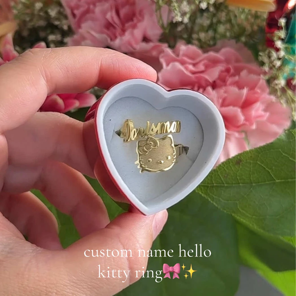 Custom Bow Hello Kitty Name Adjusted Rings For Women Personalized Stainless Steel Waterproof Sanrio Jewelry Cute Birthday Gift
Custom Bow Hello Kitty Name Adjusted Rings For Women Personalized Stainless Steel Waterproof Sanrio Jewelry Cute Birthday Gift