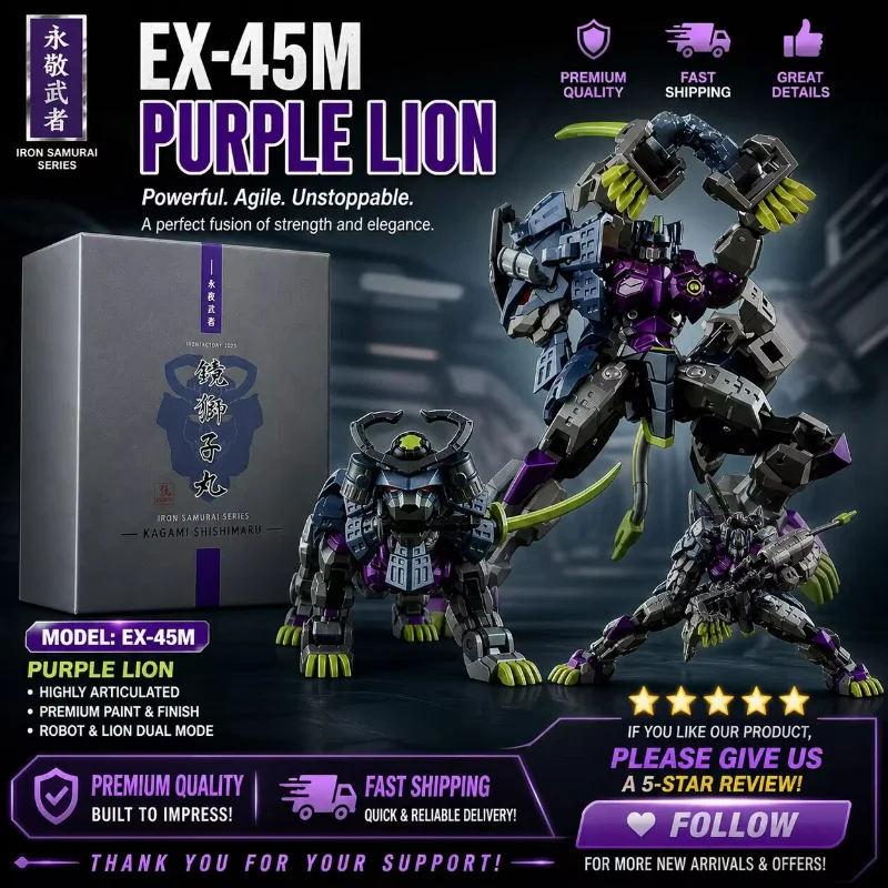 Small Scale Deformation Toys in Stock Warrior EX-45M Eternal Night Warrior Mirror Shishi Maru Purple Lion Collection Gift
Small Scale Deformation Toys in Stock Warrior EX-45M Eternal Night Warrior Mirror Shishi Maru Purple Lion Collection Gift