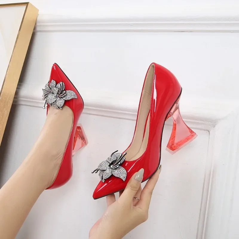 Spring Fashion Party Dress Shoes Rhinestone Square Heel Women Pumps Sexy 10CM Pointed Toe Pink Crystal High Heels Women Shoes
Spring Fashion Party Dress Shoes Rhinestone Square Heel Women Pumps Sexy 10CM Pointed Toe Pink Crystal High Heels Women Shoes