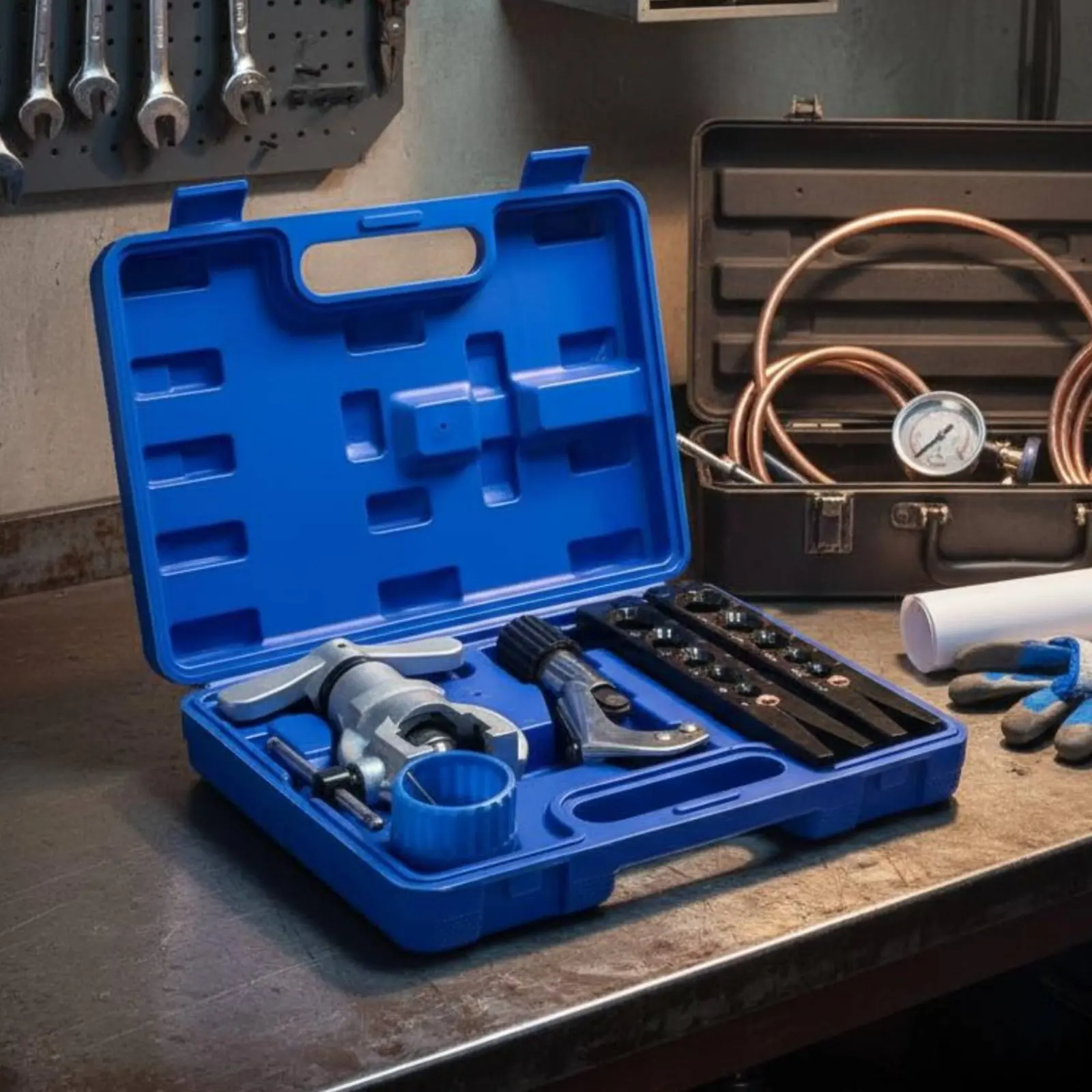 Eccentric Cone Flaring Tool Kit Various-Size Copper Pipe Flaring Tool Set Sturdy Duty for Plumbers, Air Cooling Installation
Eccentric Cone Flaring Tool Kit Various-Size Copper Pipe Flaring Tool Set Sturdy Duty for Plumbers, Air Cooling Installation