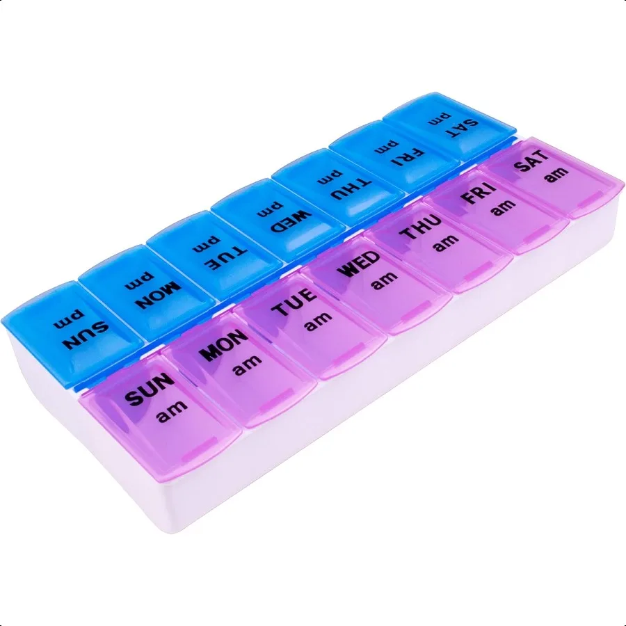 Apex Weekly AM PM Medication Dispenser 7Day TwiceADay Pill Organizer with EasyOpen Lids Color May Vary
Apex Weekly AM PM Medication Dispenser 7Day TwiceADay Pill Organizer with EasyOpen Lids Color May Vary