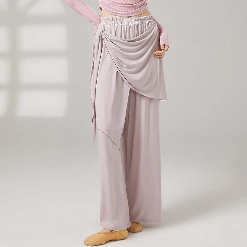Classical Dance Flowy Trousers Women Wide Leg Long Pant Spliced Wrap Skirt Elastic Waist Practice Costume Stage Line Dancewear
Classical Dance Flowy Trousers Women Wide Leg Long Pant Spliced Wrap Skirt Elastic Waist Practice Costume Stage Line Dancewear