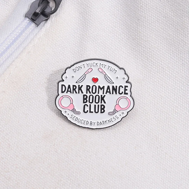 Dark Romance Book Club Enamel Pins Custom Seduced By Darkness Brooches Decorative Backpack Lapel Badge Jewelry Gifts for Friends
Dark Romance Book Club Enamel Pins Custom Seduced By Darkness Brooches Decorative Backpack Lapel Badge Jewelry Gifts for Friends