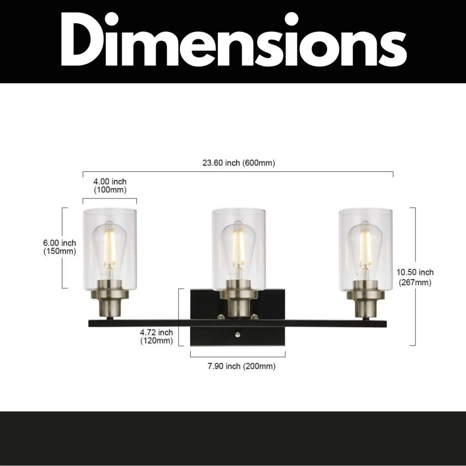 Modern Bathroom Lighting with Clear Glass Shade, 3-Light Black Vanity Light Wall Mount Lamp for Bedroom Vanity Table Bathroom Dr
Modern Bathroom Lighting with Clear Glass Shade, 3-Light Black Vanity Light Wall Mount Lamp for Bedroom Vanity Table Bathroom Dr