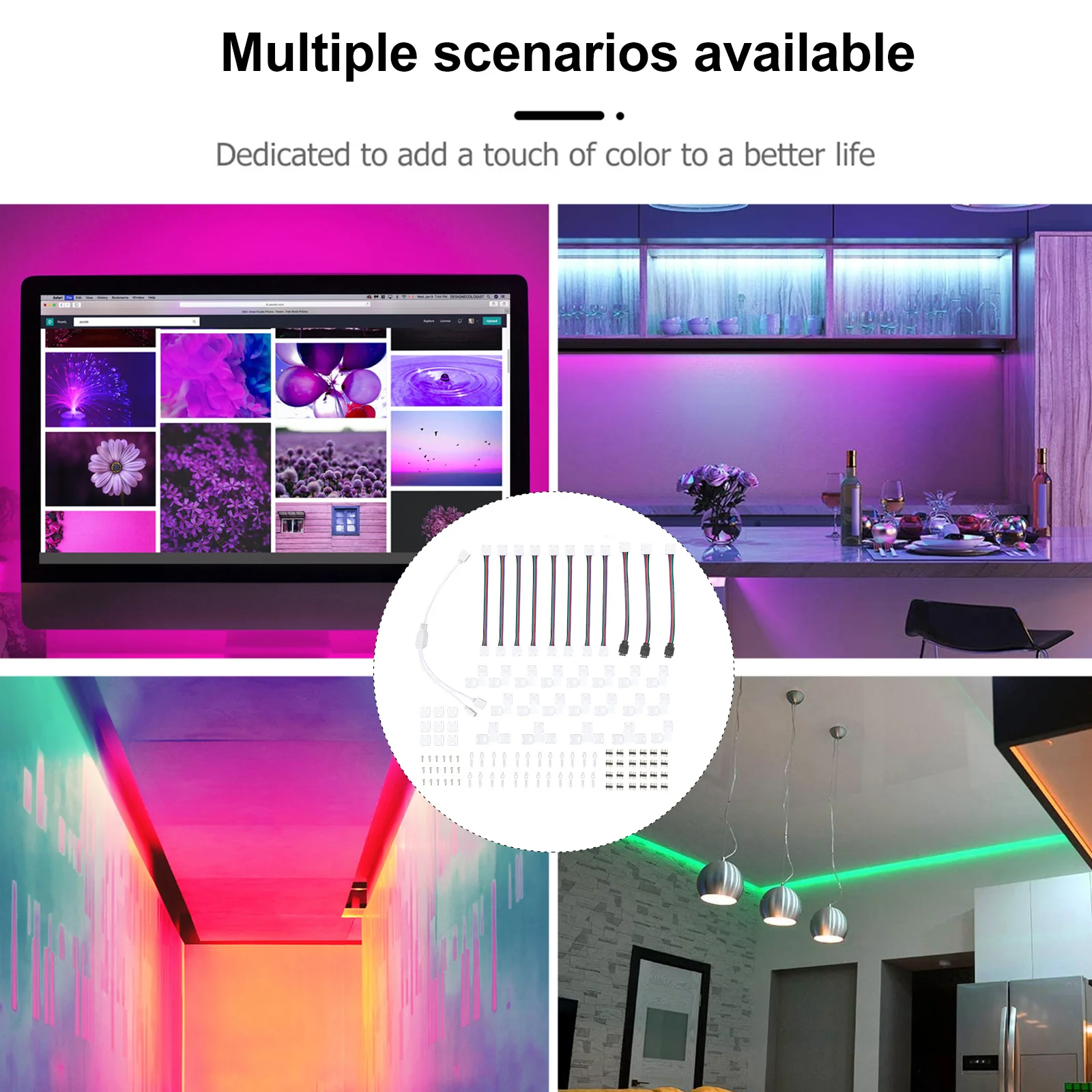 Solderless 4 Pin LED Strip Connectors RGB Adapter Kit for Lights Corner Devices Fixing Clips Portable Lighting Accessories
Solderless 4 Pin LED Strip Connectors RGB Adapter Kit for Lights Corner Devices Fixing Clips Portable Lighting Accessories