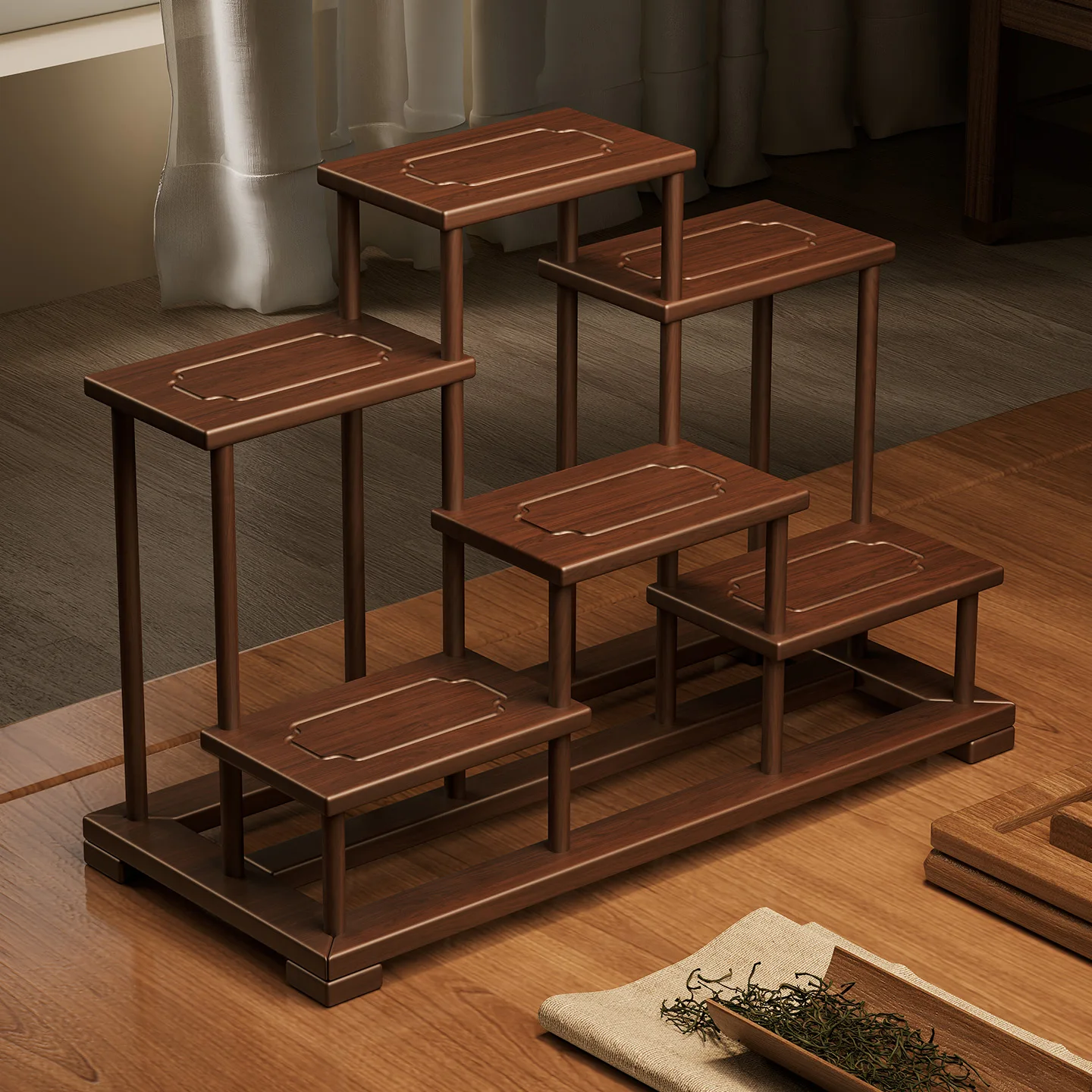 Desktop Bogu frame Solid wood new Chinese tea table Desktop tea set rack rack Small
Desktop Bogu frame Solid wood new Chinese tea table Desktop tea set rack rack Small
