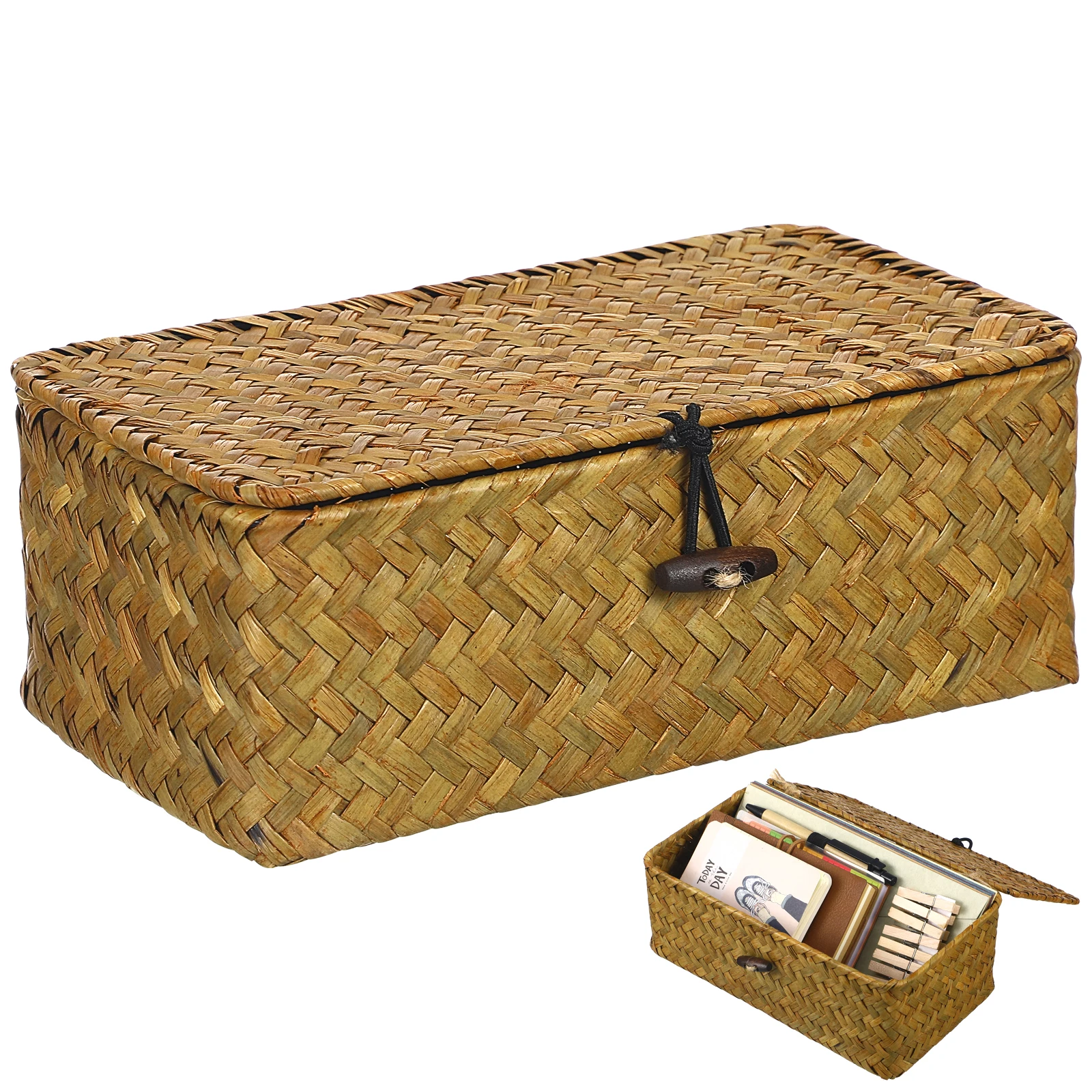 1pc Seaweed Woven Natural Woven Storage Box Material Bins Lids Organizer Desktop Storage Basket Box
1pc Seaweed Woven Natural Woven Storage Box Material Bins Lids Organizer Desktop Storage Basket Box