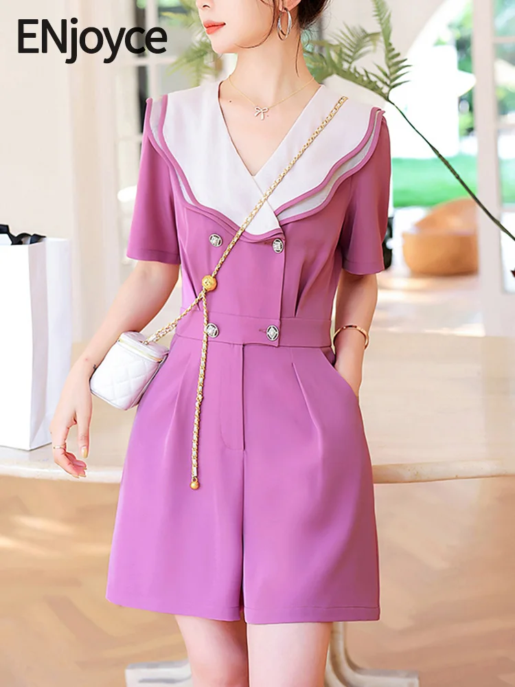 2024 Summer Women Elegant Ruffle Neck Short Sleeve Jumpsuits Shorts Korean Playsuits High Waist Short Casual Rompers Overalls
2024 Summer Women Elegant Ruffle Neck Short Sleeve Jumpsuits Shorts Korean Playsuits High Waist Short Casual Rompers Overalls