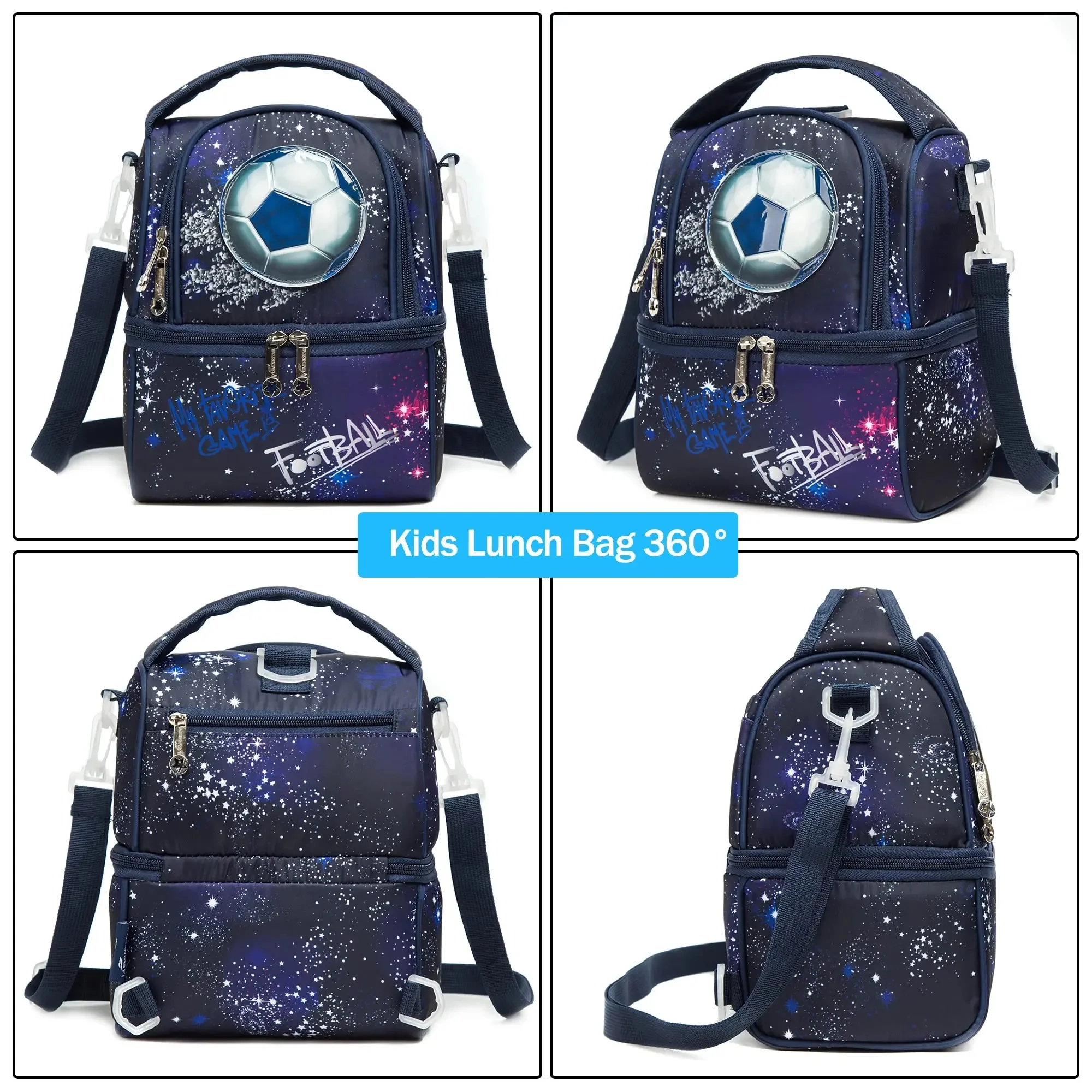 Galaxy Football Print Insulated Lunch Bag, Double Layer Cooler Tote with Adjustable Strap
Galaxy Football Print Insulated Lunch Bag, Double Layer Cooler Tote with Adjustable Strap