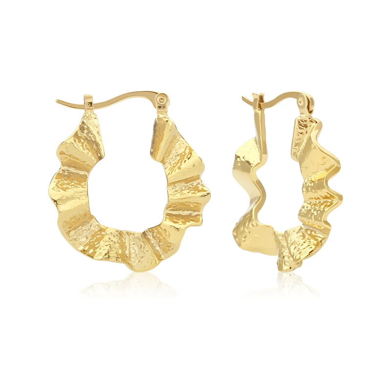 VAROLE Wavy Hoop Earrings Gold Color Geometric Punk Irregular Texture Women Ear Jewelry Pendientes Aretes Mujer
VAROLE Wavy Hoop Earrings Gold Color Geometric Punk Irregular Texture Women Ear Jewelry Pendientes Aretes Mujer