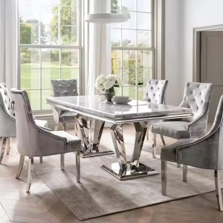 Modern Luxury Nordic Style 6-Seater Dining Table Set Marble Top Metal Furniture for Apartment or Restaurant with 6 Chairs
Modern Luxury Nordic Style 6-Seater Dining Table Set Marble Top Metal Furniture for Apartment or Restaurant with 6 Chairs