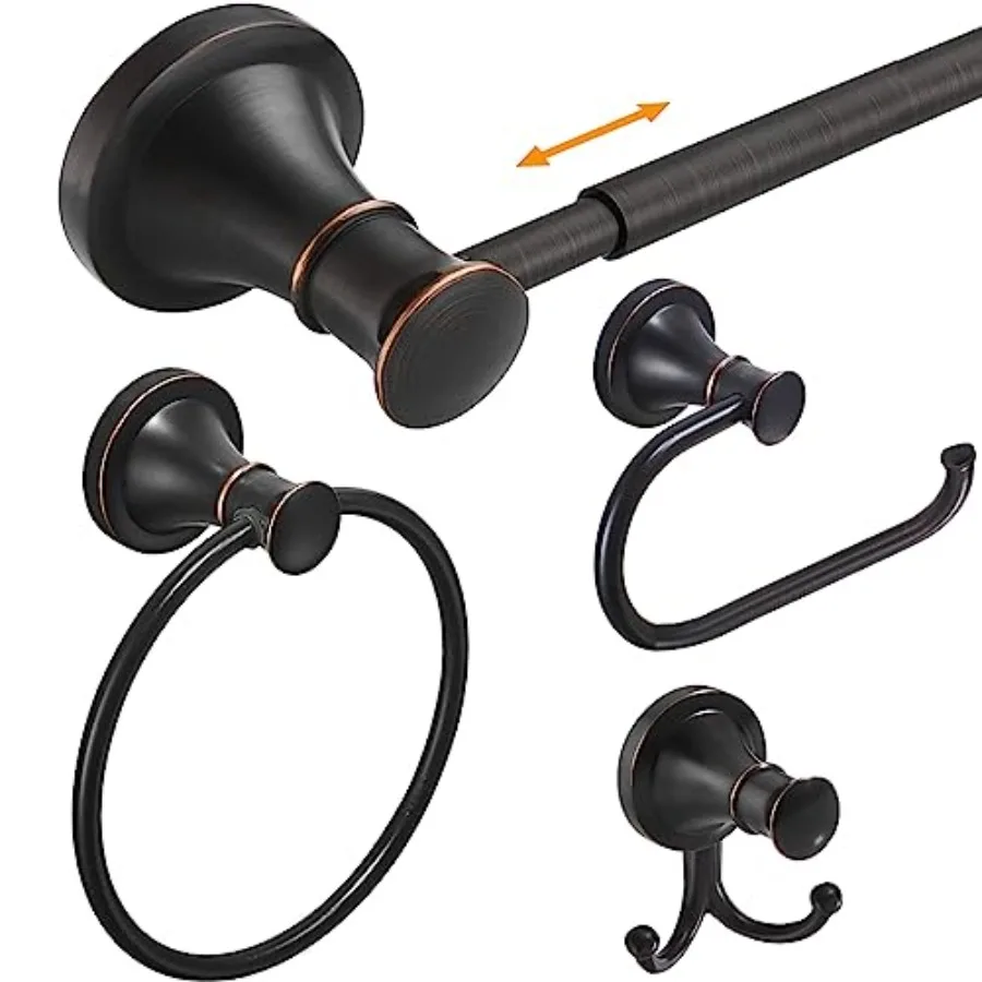 Bathroom Accessory Set, 4-Piece Wall Mount Hardware with Adjustable Towel Bar Rack, Towel Ring, Paper Towel Holder, Double Towe
Bathroom Accessory Set, 4-Piece Wall Mount Hardware with Adjustable Towel Bar Rack, Towel Ring, Paper Towel Holder, Double Towe