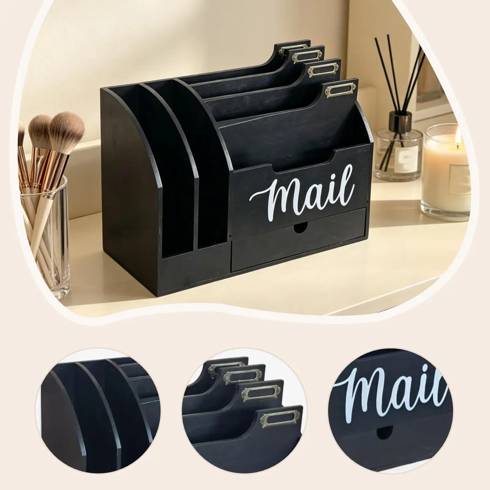 Mail Organizer Desk Organizer Farmhouse Office Supply with Drawer Box Letter Holder for Document Keys Watches Envelopes Paper
Mail Organizer Desk Organizer Farmhouse Office Supply with Drawer Box Letter Holder for Document Keys Watches Envelopes Paper