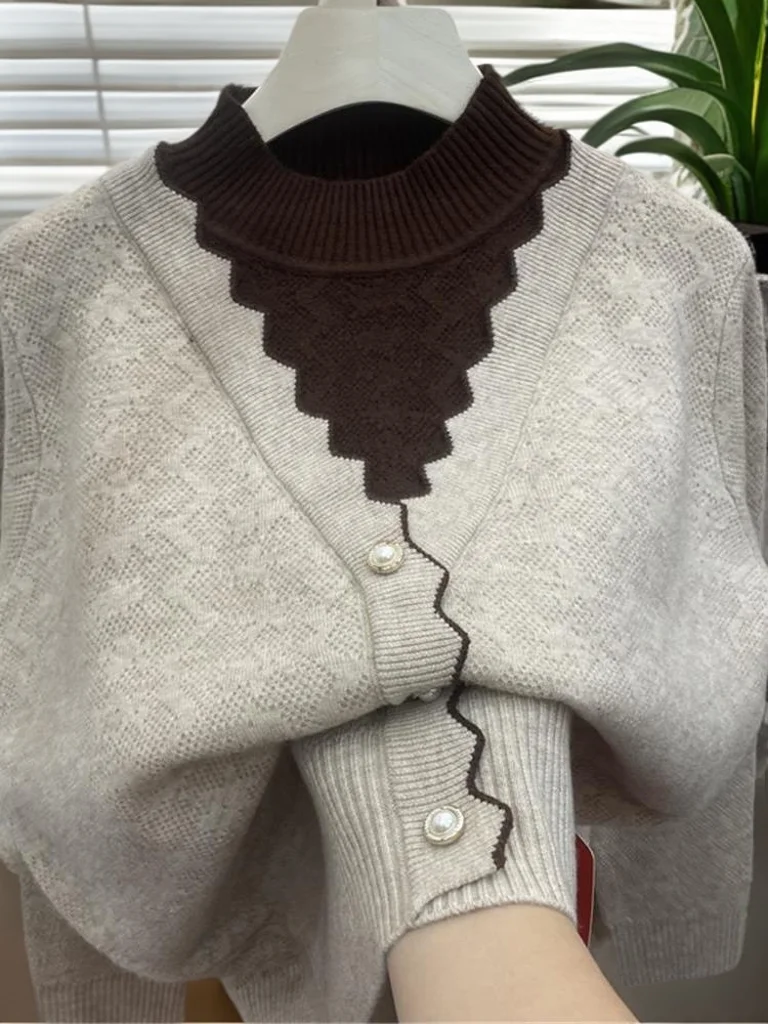 Зима Thiened f 2022, длинный вязаный свитер с высоким воротником, свободный женский модный цветной дизайн Blo для поездок на работу...
Зима Thiened f 2022, длинный вязаный свитер с высоким воротником, свободный женский модный цветной дизайн Blo для поездок на работу...