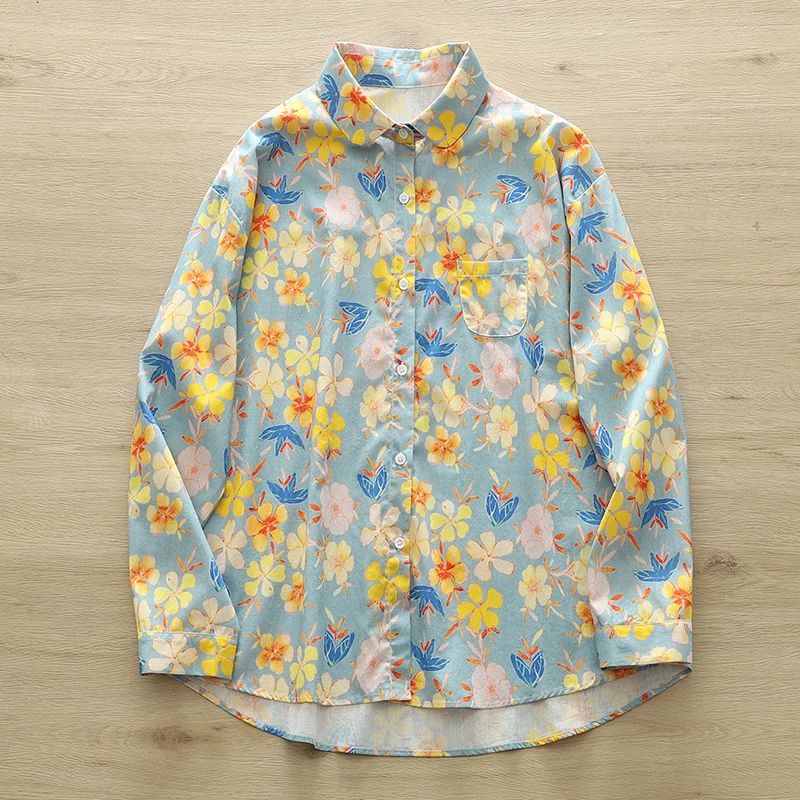 Новые весенне-осенние однобортные топы Blusa, женская одежда, новые свободные хлопковые рубашки и блузки с длинными рукавами и цветочным принтом U030
Новые весенне-осенние однобортные топы Blusa, женская одежда, новые свободные хлопковые рубашки и блузки с длинными рукавами и цветочным принтом U030