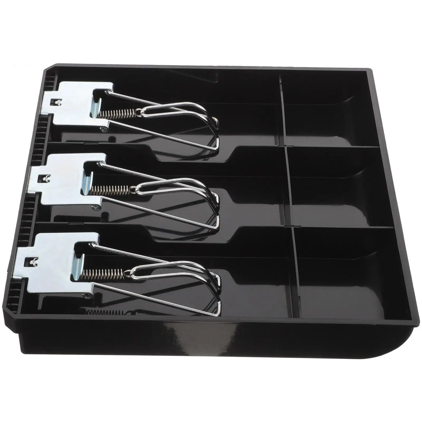 Cash Register Tray 3 Bill 3 Coin Compartments Black Plastic Metal Money Organizer Cashier Supermarket Bakery Folder
Cash Register Tray 3 Bill 3 Coin Compartments Black Plastic Metal Money Organizer Cashier Supermarket Bakery Folder