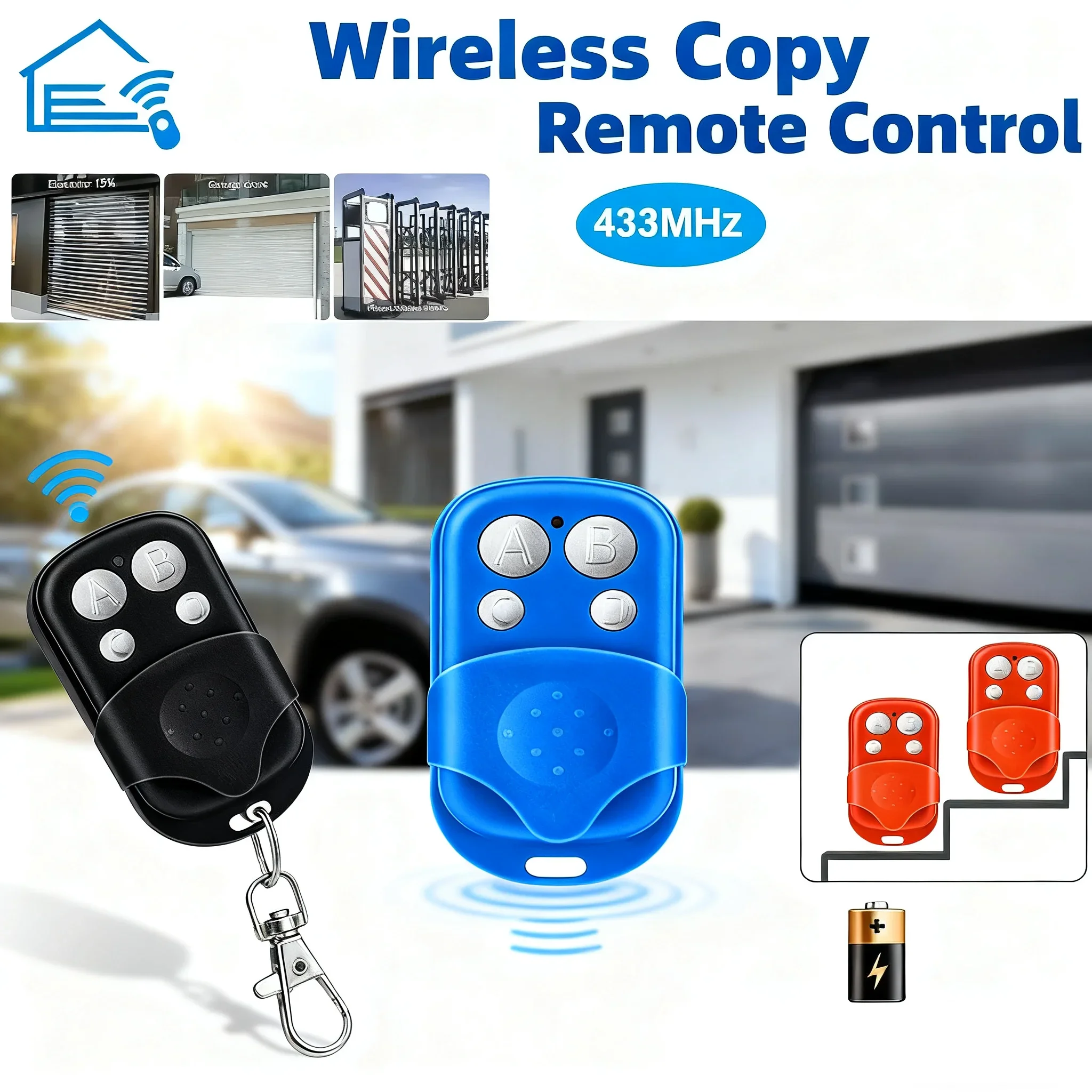 1PC Universal Garage Door Opener Remote Control 433MHZ 433.92MHZ Code Grabber Clone Gate Key Fob Command Hand Transmitter
1PC Universal Garage Door Opener Remote Control 433MHZ 433.92MHZ Code Grabber Clone Gate Key Fob Command Hand Transmitter