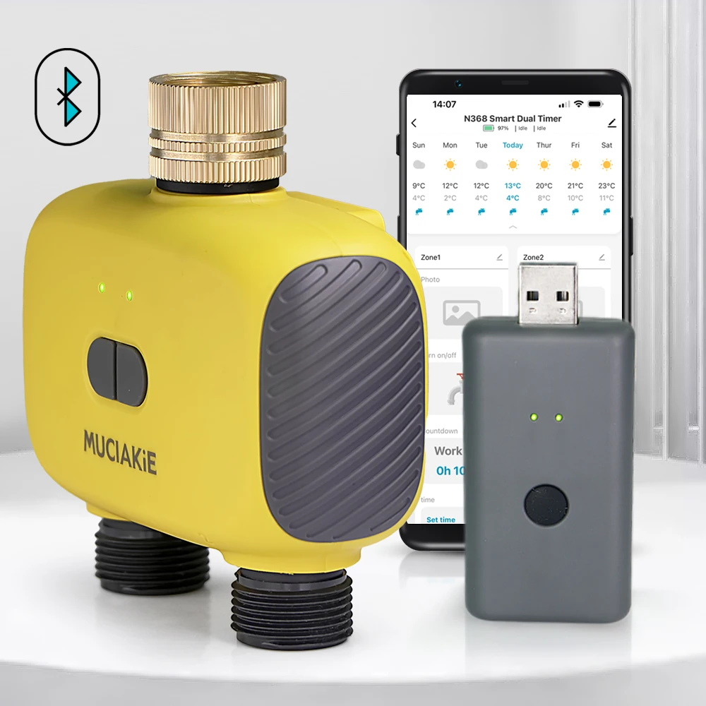 Двусторонний умный Wi-Fi/Bluetooth-совместимый садовый таймер с USB-шлюзом Высококачественный автоматический контроллер полива с двойной розеткой
Двусторонний умный Wi-Fi/Bluetooth-совместимый садовый таймер с USB-шлюзом Высококачественный автоматический контроллер полива с двойной розеткой