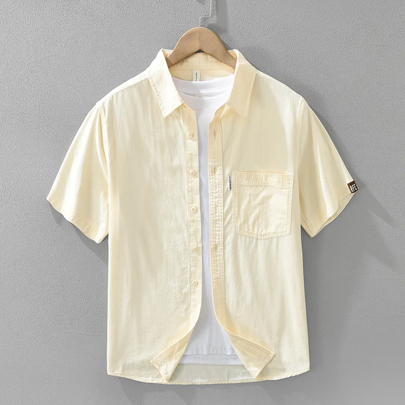 2025 Summer men's fresh Japanese solid color short sleeved shirt, fashionable and versatile, artistic and casual loose top
2025 Summer men's fresh Japanese solid color short sleeved shirt, fashionable and versatile, artistic and casual loose top