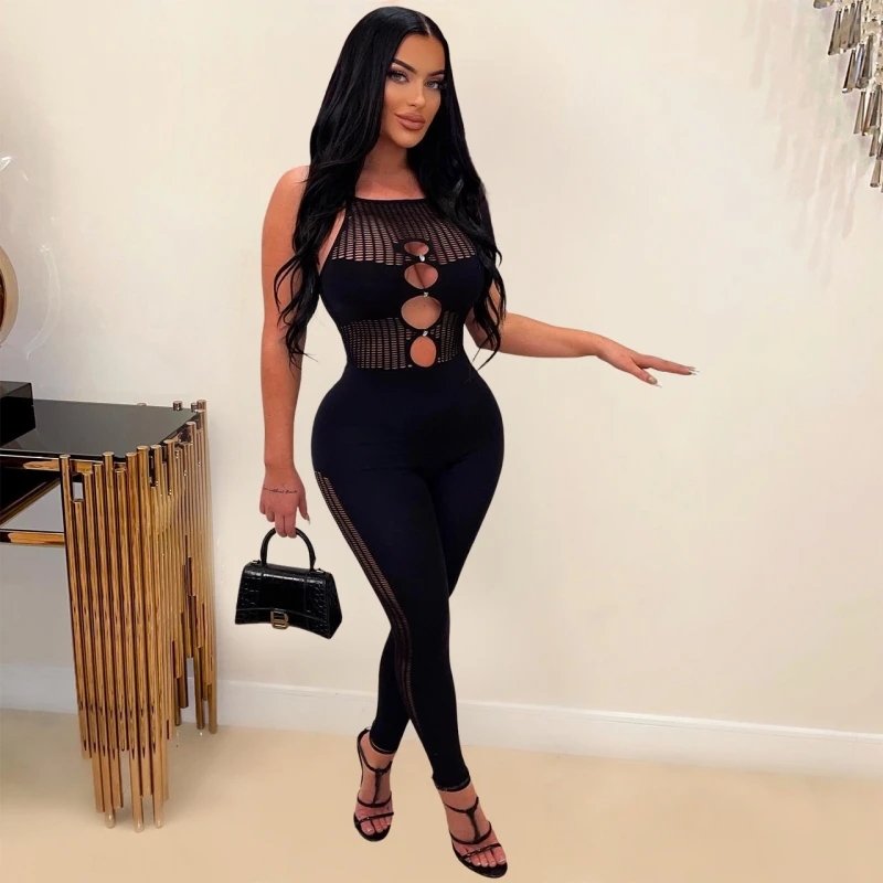 Hollow Out Patchwork Sleeveless O-Neck Bodycon Elastic Jumpsuit Women Sexy Club Night Party One Piece Overall Romper 2024 Spring
Hollow Out Patchwork Sleeveless O-Neck Bodycon Elastic Jumpsuit Women Sexy Club Night Party One Piece Overall Romper 2024 Spring
