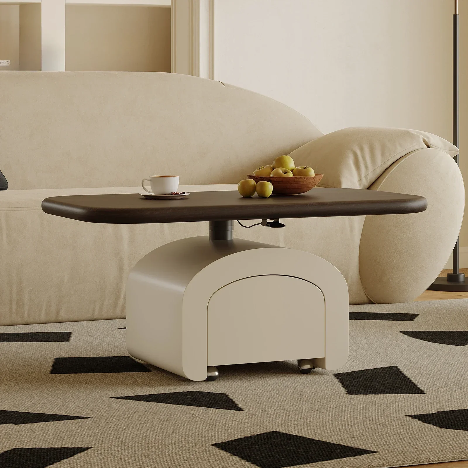 Minimalist black walnut living room multi-functional mobile square coffee table dining table 2-in-1 lift
Minimalist black walnut living room multi-functional mobile square coffee table dining table 2-in-1 lift