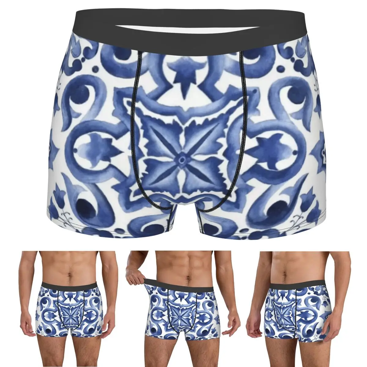 Трусы-боксеры, шорты, синие, с украшенным цветочным принтом, средиземноморские сицилийские трусы из плитки, мужское удобное нижнее белье для мужчин
Трусы-боксеры, шорты, синие, с украшенным цветочным принтом, средиземноморские сицилийские трусы из плитки, мужское удобное нижнее белье для мужчин