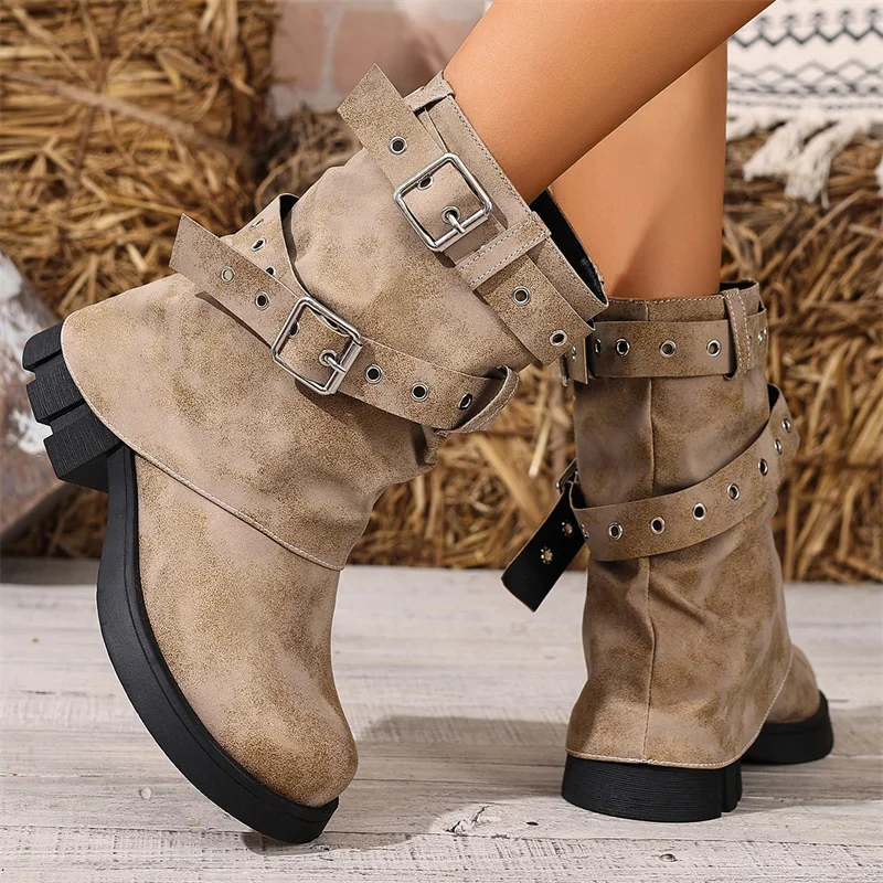 YMECHIC Gothic Round Toe Ladies's Winter Boots Designer Block Heels Punk Shoes 2026 Fashion Botas Dress Women Shoes New Trend
YMECHIC Gothic Round Toe Ladies's Winter Boots Designer Block Heels Punk Shoes 2026 Fashion Botas Dress Women Shoes New Trend