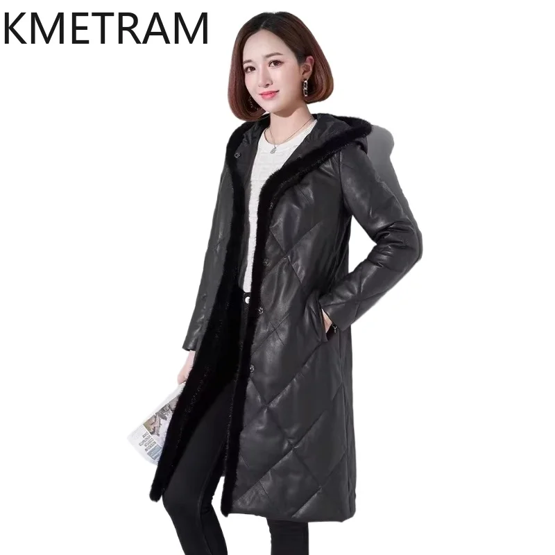 KMETRAM Real Top-Grain Sheepskin Down Jackets Mink Fur Splicing Hooded Coat Mid-Length Puffer Jacket 2026 Winter Woman Clothing
KMETRAM Real Top-Grain Sheepskin Down Jackets Mink Fur Splicing Hooded Coat Mid-Length Puffer Jacket 2026 Winter Woman Clothing
