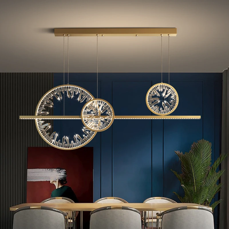 Modern LED lustre Luxury Restaurant Chandelier Dining Room Crystal Pendant Lamp Kitchen Coffee Shop Bar Ring Strip Hanging Lamp
Modern LED lustre Luxury Restaurant Chandelier Dining Room Crystal Pendant Lamp Kitchen Coffee Shop Bar Ring Strip Hanging Lamp